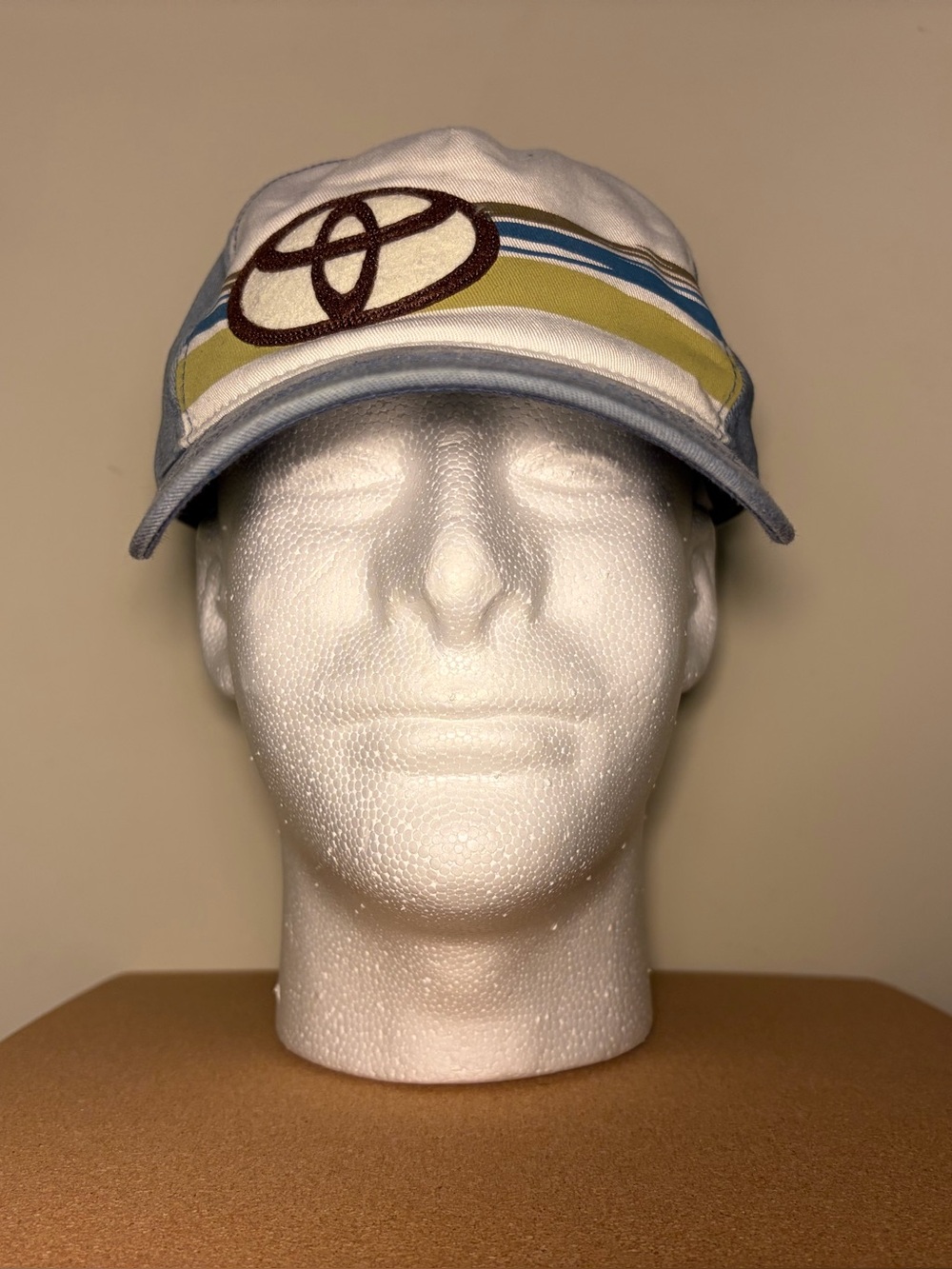 Toyota Striped Logo Baseball Cap in White and Blue